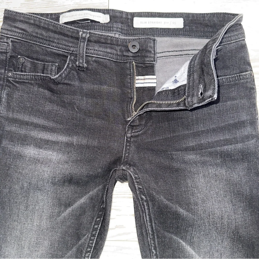 Pilcro & The Letterpress Slim Straight Jeans Black Gray Wash Women’s Size 25 - Picture 5 of 12
